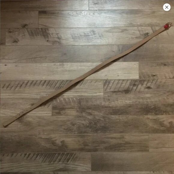 Vintage Red Genuine Leather Novelty Belt With Gold Nautical Ship Wheel Buckle - Picture 13 of 13